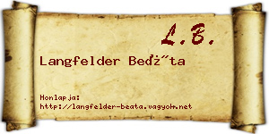 Langfelder Beáta névjegykártya